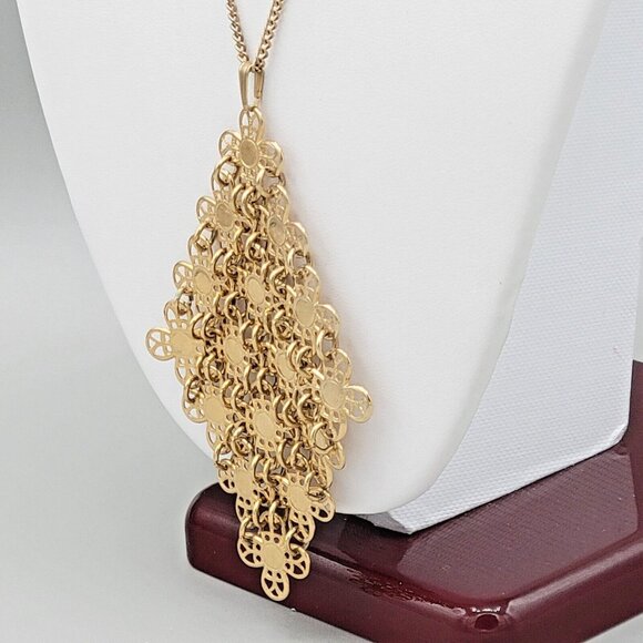 Vintage Sarah Coventry Gold Tone Curb Link Chain Diamond Floral Pendant Necklace - Picture 4 of 6